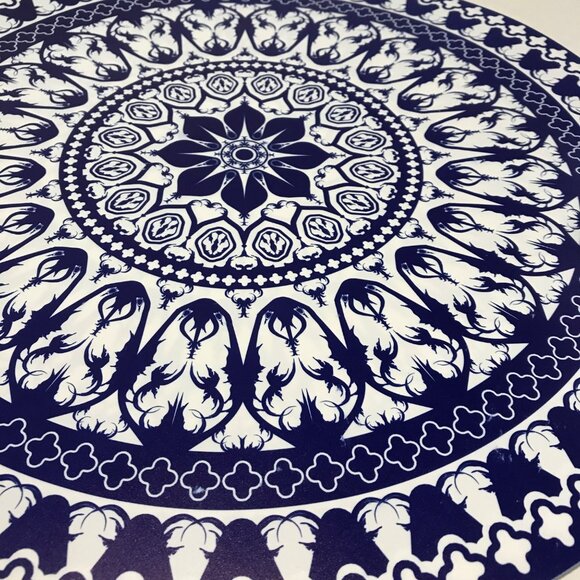 Round Blue & White Mandala Pattern Placemat Set Of 4 PVC - Picture 3 of 5